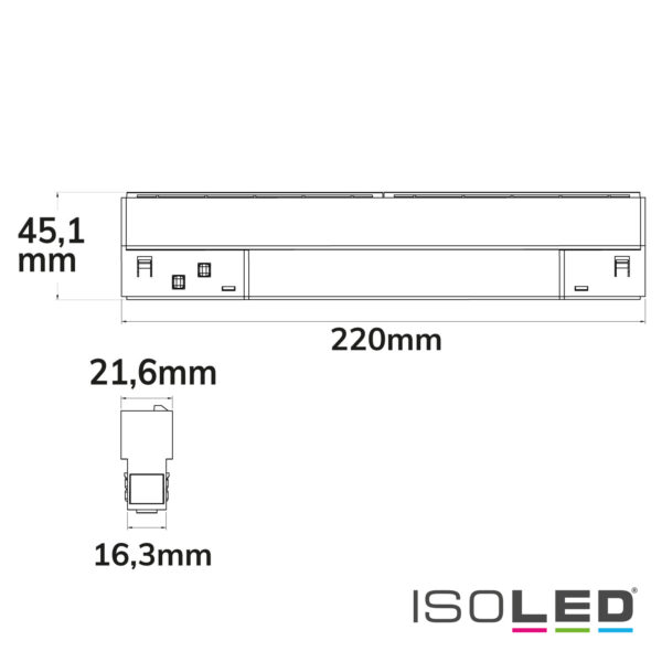 Track48 Wallwasher 22cm weiß, 12W, 100° asymetrisch, 48V DC, 3000K, CRI90, Line+, DALI dimmbar