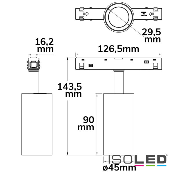 Track48 Schienenstrahler weiß, 7W, 30°, UGR<19, 48V DC, 4000K, CRI90, DALI dimmbar