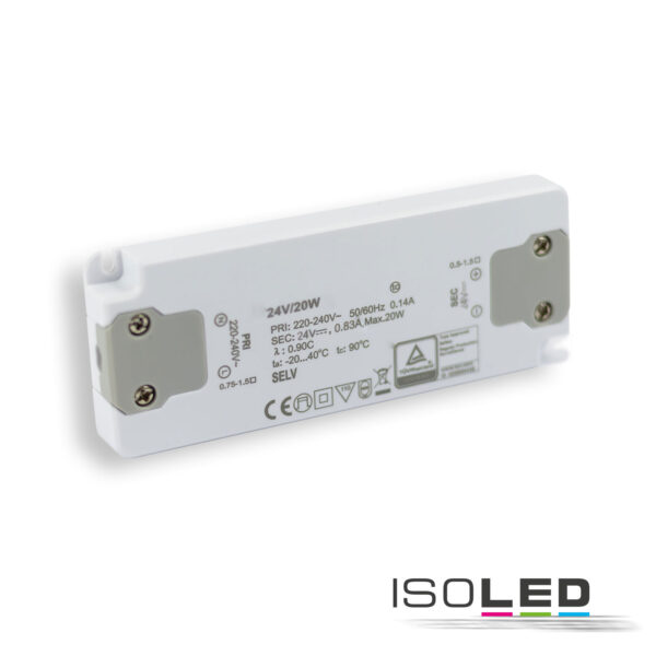 LED Trafo 24V/DC, 0-20W, SELV, ultraflach