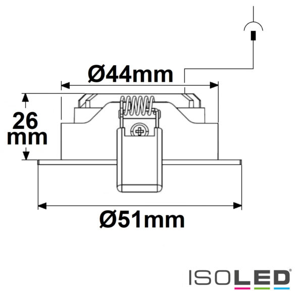 LED Einbauleuchte MiniAMP weiß, 3W, 12V DC, warmweiß, dimmbar, 100cm Kabel
