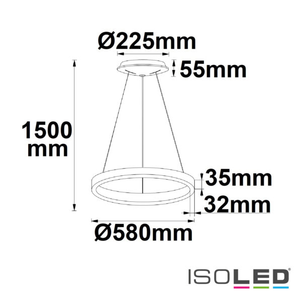 LED Hängeleuchte Circle 580 schwarz, 48W, rund, ColorSwitch 3000|3500|4000K, dimmbar