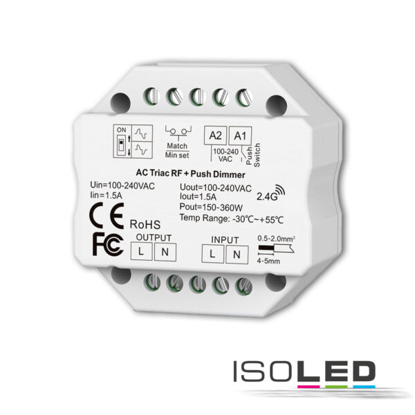 Sys-Pro + Zigbee 3.0 Push/Funk Dimmer, 230V AC, 360 VA, Phasenan-/Abschnitt wählbar