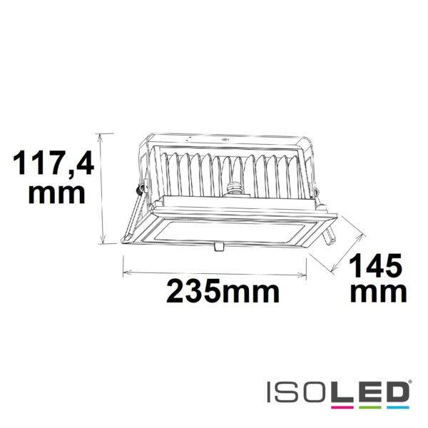 LED Shop-Downlight Box, 32W, ausschwenkbar, weiß, ColorSwitch 3000|4000|6000K, dimmbar