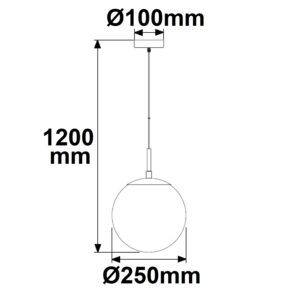 115042_skizze Hängeleuchte Metall schwarz, rund, rauchglas, 1xE27 Fassung, exkl. Leuchtmittel
