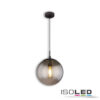 Hängeleuchte Metall schwarz, rund, rauchglas, 1xE27 Fassung, exkl. Leuchtmittel