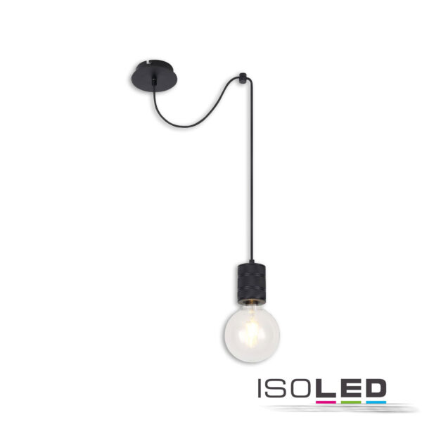 Hängeleuchte Metall schwarz, 120cm Kabel, 1xE27 Fassung, exkl. Leuchtmittel