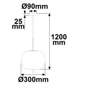 115051_skizze Hängeleuchte Metall schwarz, rauchglas, 1xE27 Fassung, exkl. Leuchtmittel