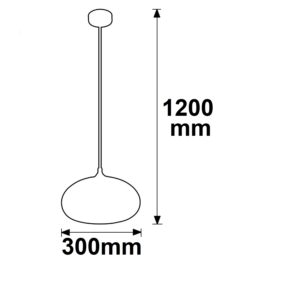 115053_skizze Hängeleuchte Metall schwarz, oval, Glas chrom, 1xE27 Fassung, exkl. Leuchtmittel