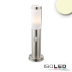 Pollerleuchte 450 Edelstahl, IP44, PIR Bewegungssensor, warmweiß, inkl. E27 LED Leuchtmittel 9W
