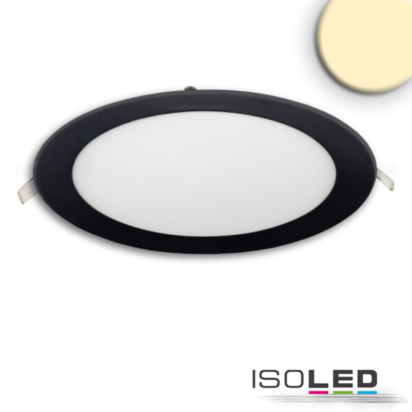 LED Downlight, 18W, rund, ultraflach, blendungsreduziert, schwarz, warmweiß, dimmbar CRI90