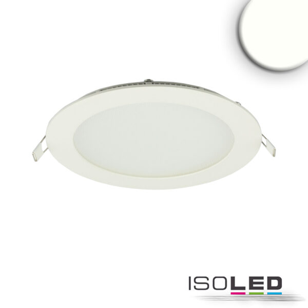LED Downlight, 12W, rund, ultraflach, blendungsreduziert, weiß, neutralweiß, dimmbar CRI90