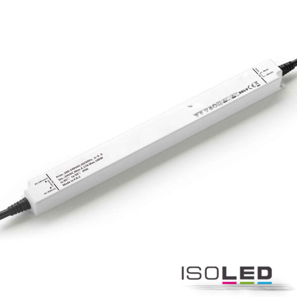 LED Trafo 24V/DC, 0-100W, IP66, SELV, flach, ultraschmal
