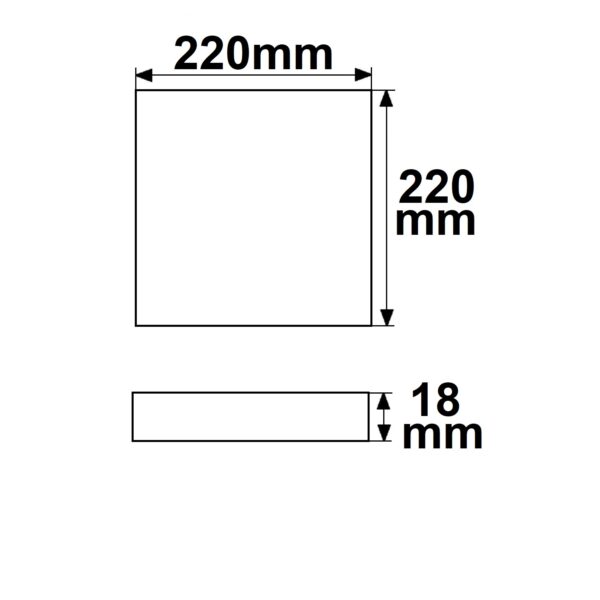 Deckenlampe Slim eckig weiß, 220x220mm, mit PIR-Bewegungssensor, 18W, Trafo integriert, neutralweiß