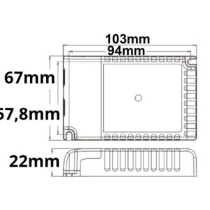114874_skizze LED Konstantstrom Trafo 300-900mA (9-58V), 30W, Push/1-10V/DALI-2 dimmbar, SELV