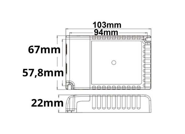 LED Konstantstrom Trafo 300-900mA (9-58V), 30W, Push/1-10V/DALI-2 dimmbar, SELV