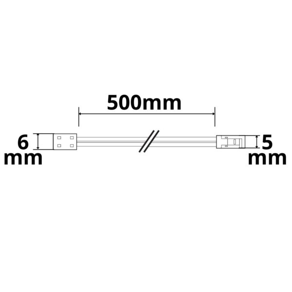 MiniAMP male-Stecker zu Kontakt-Kabelanschluss (max. 3A) K2-26 für 2-pol IP20 Stripes mit Breite 6mm
