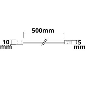 114877_Skizze MiniAMP male-Stecker zu Kontakt-Kabelanschluss (max 3A) K2-210 für 2pol IP20 Stripes mit Breite 10mm