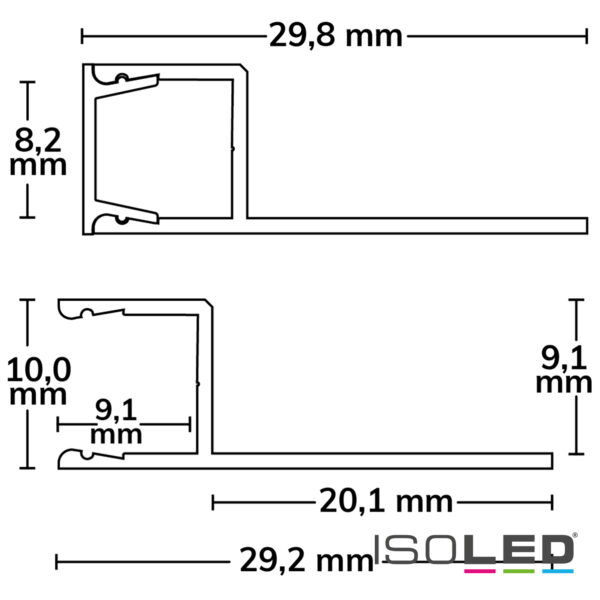 LED Fliesenprofil UP8, 200cm
