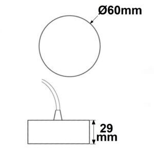 114940_skizze Deckenbaldachin rund 60mm, schwarz inkl. 2-pol. Stoffkabel 1,5m