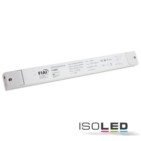LED PWM-Trafo 24V/DC, 0-250W, Push/DALI-2 dimmbar, SELV, flach