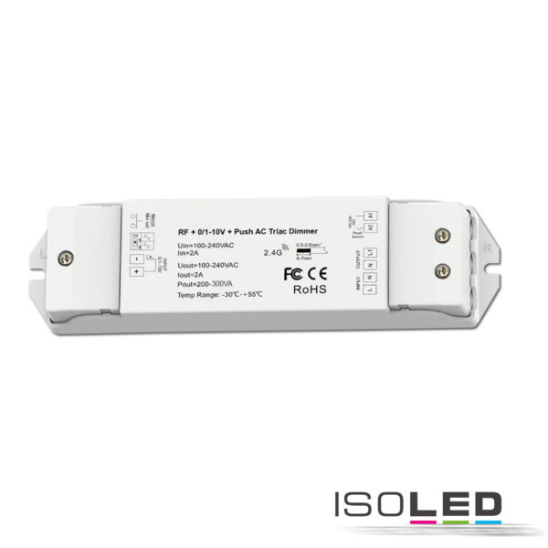 Sys-Pro Funk/Push/1-10V Input, Triac-Dimmer, 230V, 300VA, Phasenan-/Abschnitt wählbar