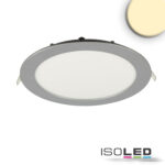 LED Downlight, 18W, rund, ultraflach, silber, warmweiß, dimmbar
