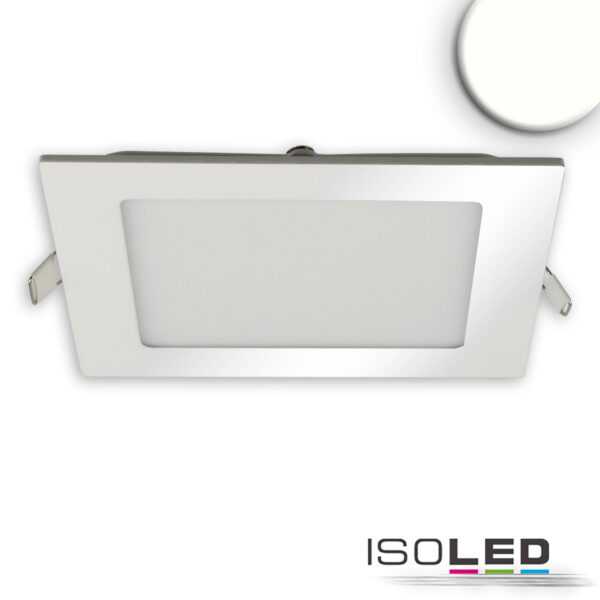 LED Downlight, 15W, eckig, ultraflach, silber, neutralweiß, dimmbar