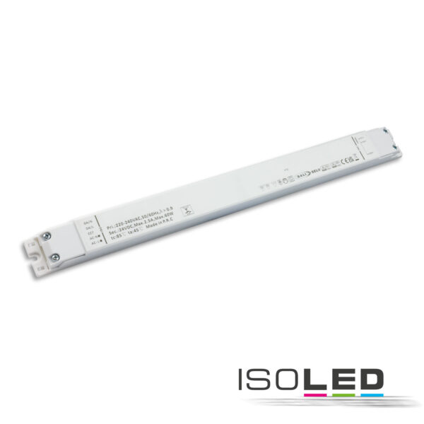 LED CCT PWM-Trafo 24V/DC, 0-60W, 2 Kanal, ultraslim, Push/DALI-2 DT8 dimmbar, SELV