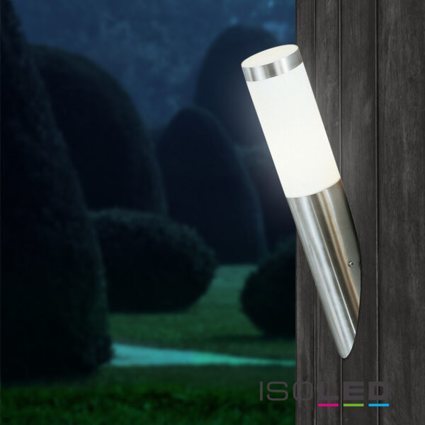 Wandleuchte Edelstahl, IP44, warmweiß, inkl. E27 LED Leuchtmittel 9W
