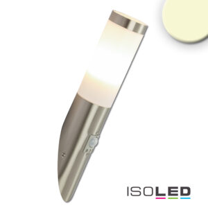 Wandleuchte Edelstahl, IP44, PIR Bewegungssensor, warmweiß, inkl. E27 LED Leuchtmittel 9W