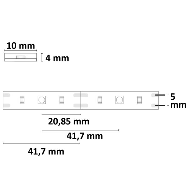 LED UV-C MiniAMP Flexband 270nm, 12V DC, 12W, IP54, 116cm, weiß, eins. Kabel + maleAMP, 24 LED/m
