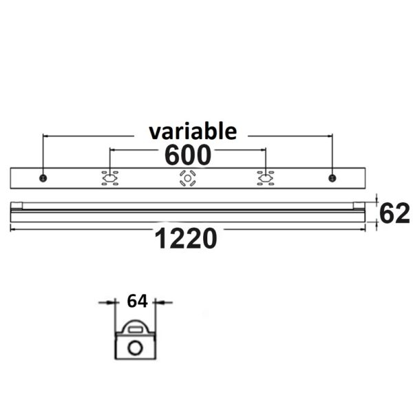 LED Balkenleuchte 40W, IP42, Color Switch 3000|4000|6000K, weiß, 120cm