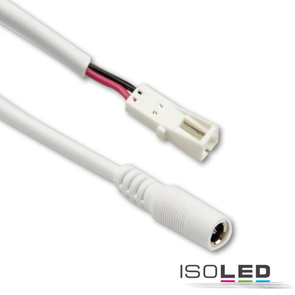 Adapter Rundstecker Female auf MiniAmp Female-Buchse, 10cm, 2-polig, weiß, max. 3A