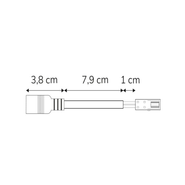 Adapter Rundstecker Female auf MiniAmp Female-Buchse, 10cm, 2-polig, weiß, max. 3A