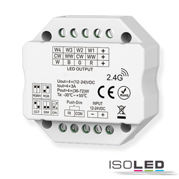 Sys-Pro Push/Funk Mesh PWM-Dimmer, 1-4 Kanal, 12-24V DC 4x3A
