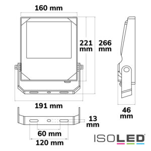 LED Fluter HEQ 50W, 30°, 4000K, IP66