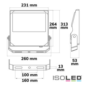 LED Fluter HEQ 100W, 30°, 4000K, IP66