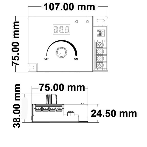 Sys-Pro Dreh/Funk Mesh Multi-PWM-Dimmer, 1 Kanal, 12-24V DC 10-20A, 36-48V DC 15A