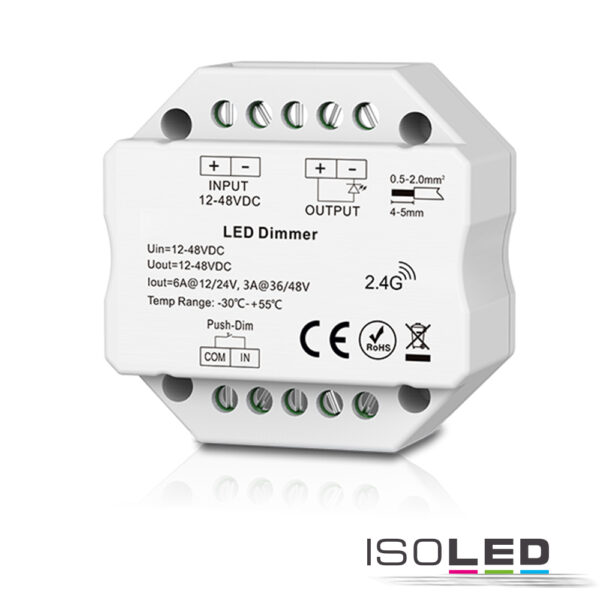 Sys-Pro Push/Funk Mesh Multi-PWM-Dimmer, 1 Kanal, 12-24V DC 6A, 36-48V DC 3A