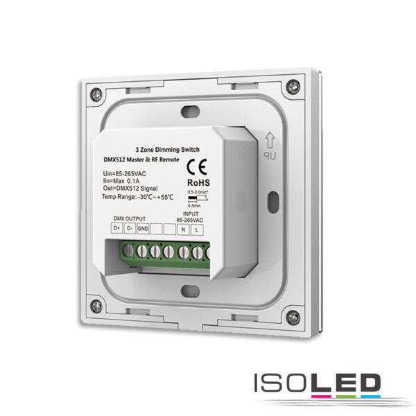 Sys-Pro Single Color 3 Zonen Einbau-Touch-Fernbedienung + DMX Output, weiß, 230V