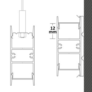 114800_skizze LED Aufbauleuchtenprofil HIDE DOUBLE Aluminium weiß RAL 9003, 200cm