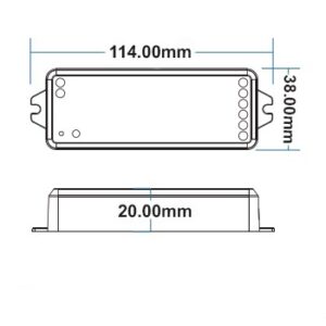 114590_skizze Sys-Pro RGB+CCT Funk Mesh PWM-Dimmer, 1-5 Kanal, 12-24V DC 5x3A