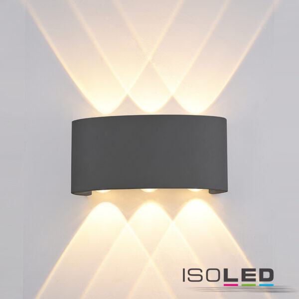 LED Wandleuchte Up&Down 6*1W CREE, IP54, sandschwarz, warmweiß