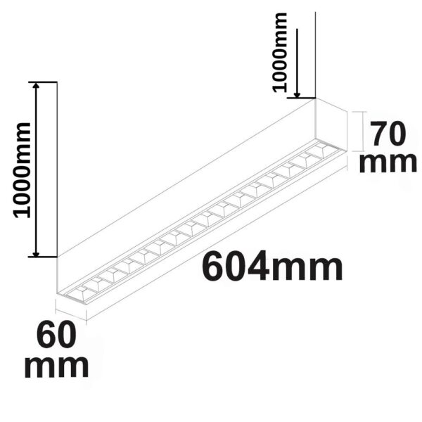 LED Aufbau/Hängeleuchte Linear Raster 20W, anreihbar, schwarz, 3000|3500|4000K, inkl.Seil exkl.Kabel