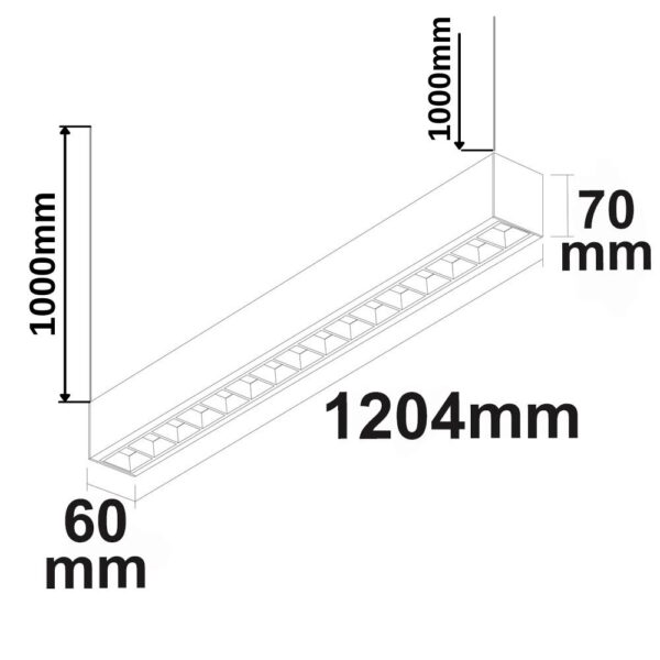 LED Aufbau/Hängeleuchte Linear Raster 40W, anreihbar, schwarz, 3000|3500|4000K, inkl.Seil exkl.Kabel