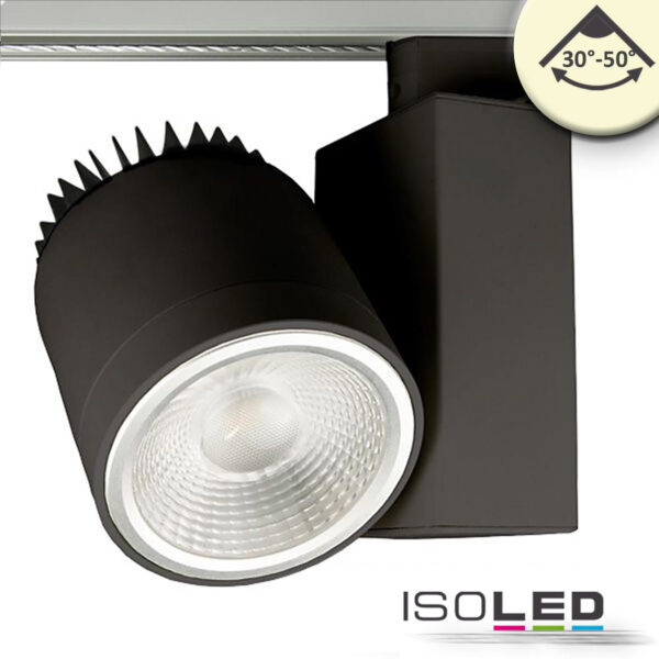 3-Phasen Schienen-Strahler fokussierbar, 35W, 30°-50°, schwarz matt, 3500K, CRI92