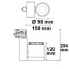 3-Phasen Schienen-Strahler fokussierbar, 35W, 30°-50°, schwarz matt, 3500K, CRI92