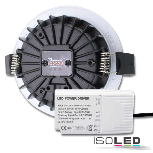 LED Einbaustrahler Sys-90, 12W, weißdynamisch 3000-4000K, Push/DALI DT8 dimmbar (exkl. Cover)