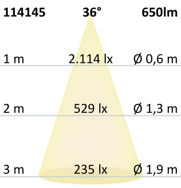 LED Einbaustrahler, silber, 8W, 36°, rund, warmweiß, IP65, dimmbar