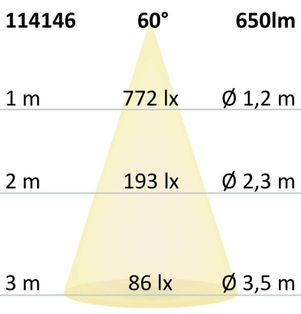 LED Einbaustrahler, silber, 8W, 60°, rund, warmweiß, IP65, dimmbar